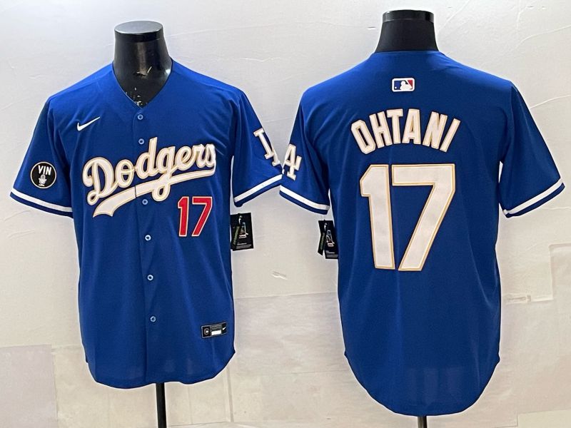 Men 2025 Nike Los Angeles Dodgers #17 Ohtani Blue gold Game MLB Jersey 02->los angeles dodgers->MLB Jersey